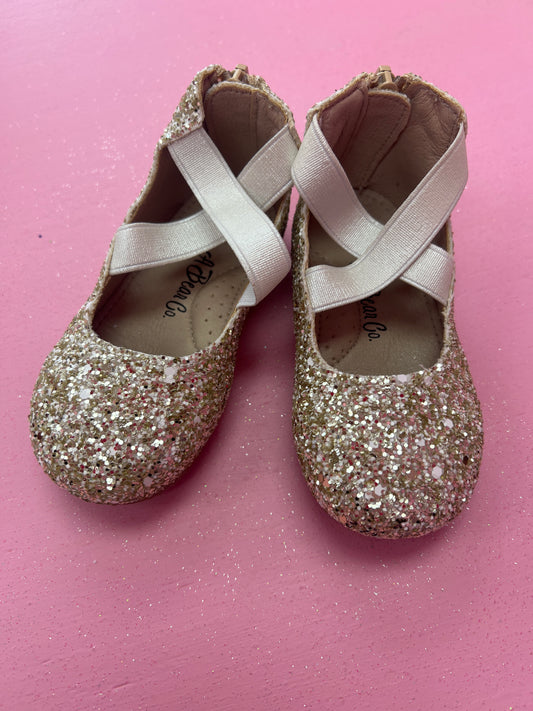 Glitter Ballerina Flats - Gold