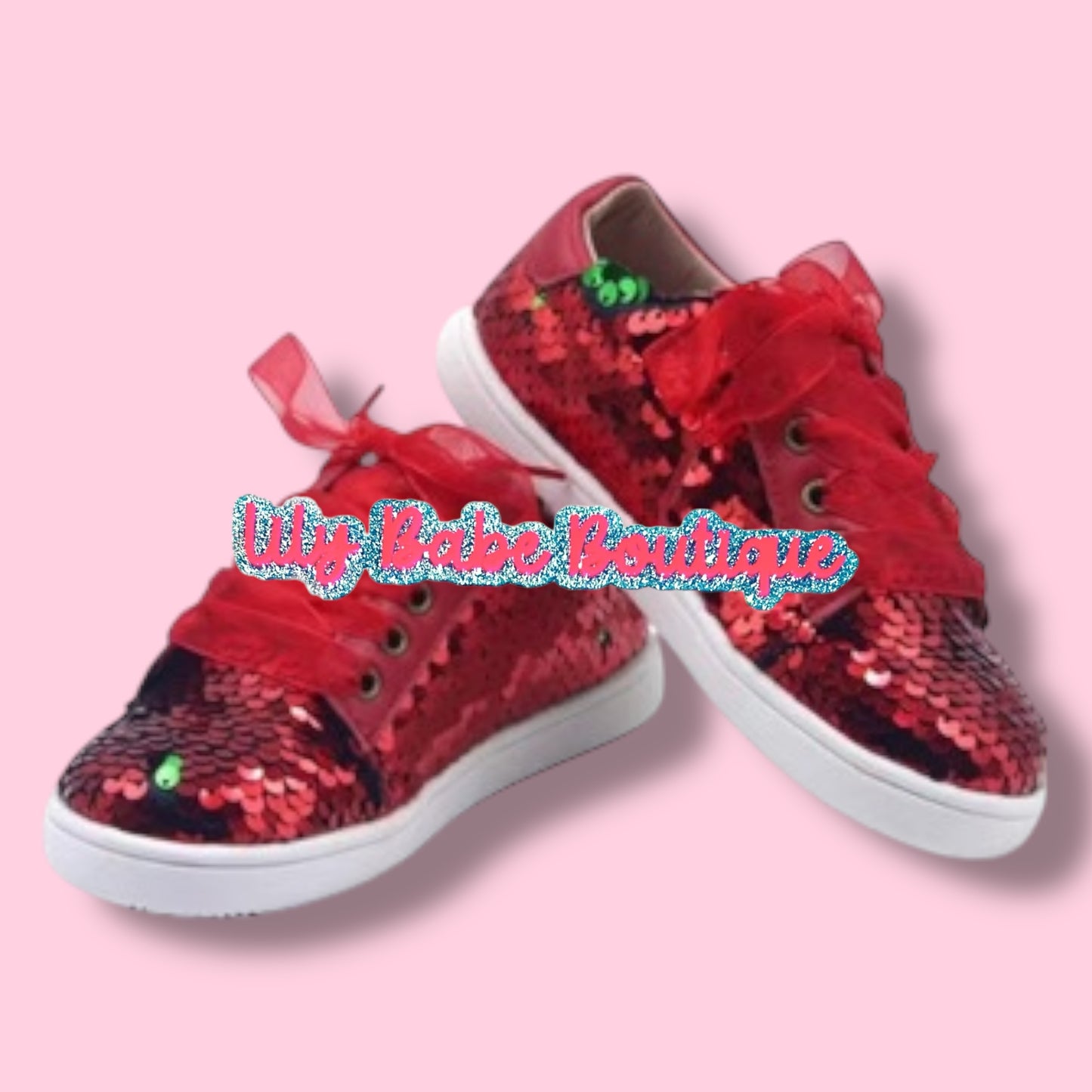 Red Green Reversible Sequin Sneakers