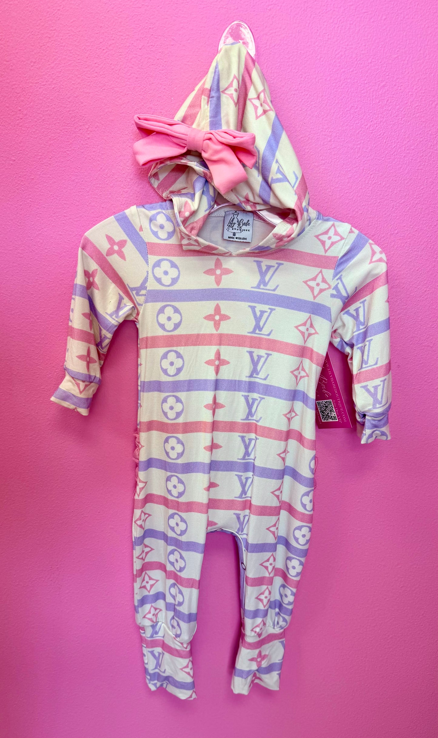 Pink Purple Bow Bamboo Zippie