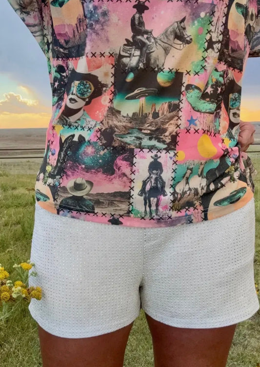 Women’s Bling Cream Stretchy Soft Shorts