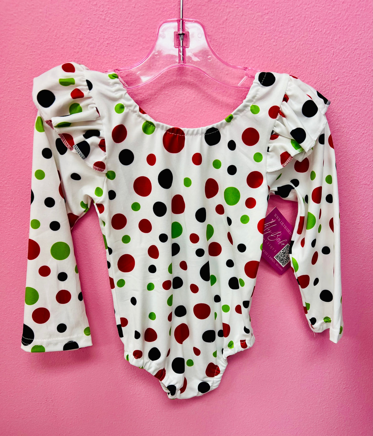 Christmas Polka Dot Long Sleeve Romper