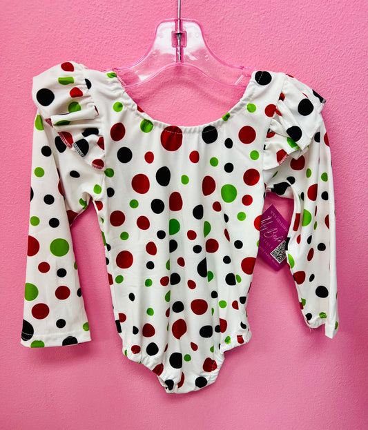 Christmas Polka Dot Long Sleeve Romper