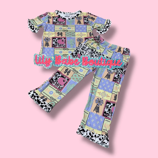 Cowgirl Pastel Frill 2 Piece Bamboo Set