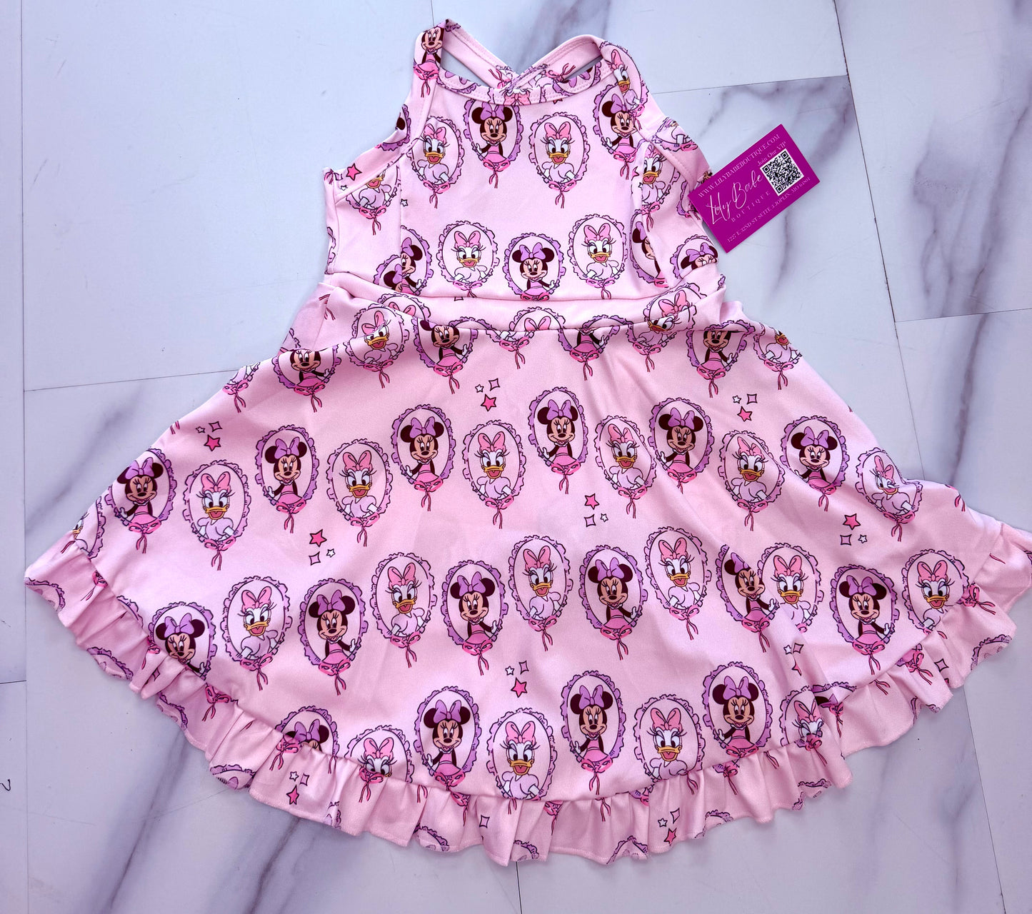 Pink Mousey Bow Yoga Dress