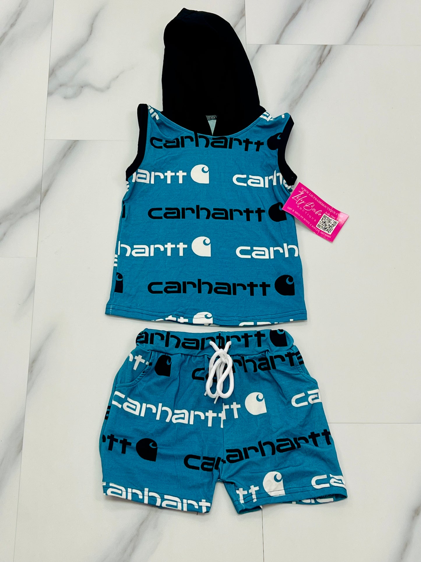 Blue Hooded Tank Bamboo 2 Piece
