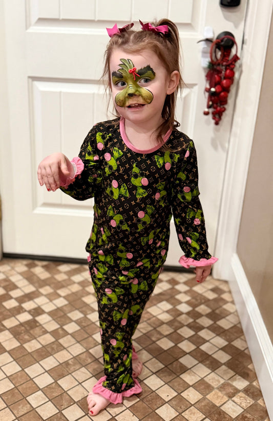 Green Bubble Blowing Bamboo 2 Piece Set