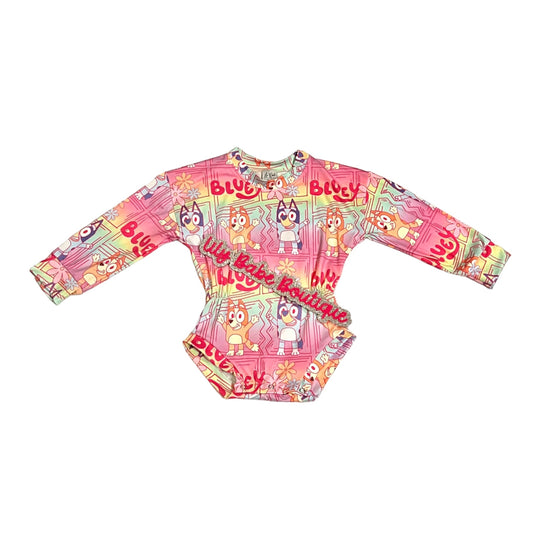 Pastel puppy Long Sleeve Romper